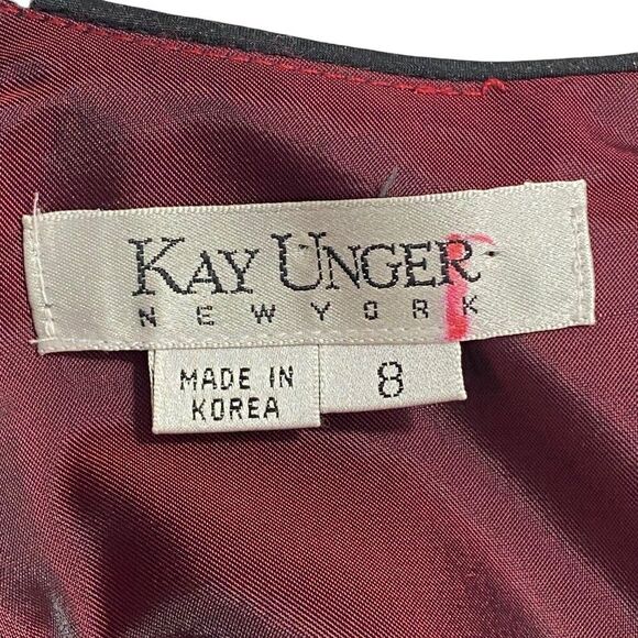 NEW | Kay Unger Sheath Dress | 8 | Red Black | Silk Blend | Lined | Career - Picture 5 of 14